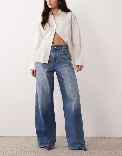 Calvin Klein Jeans wide leg jean in vintage effect blue