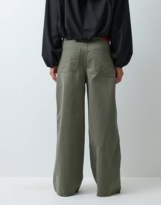 Calvin Klein Jeans Wide-Leg-Jeans aus Baumwolle in Khaki, 3 von 5