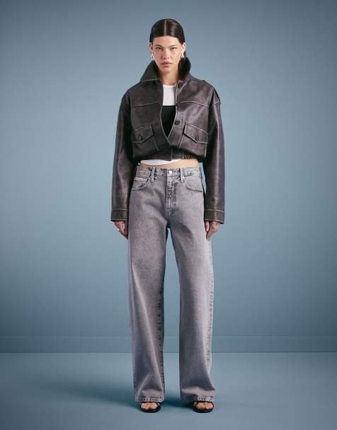 Calvin Klein Jeans wide leg jeans in grey tint