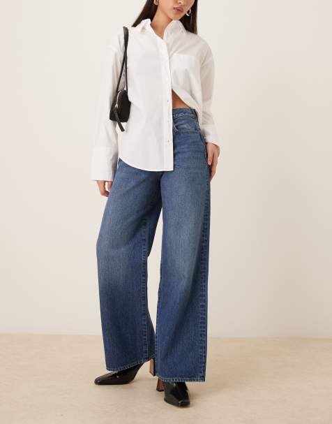 Calvin Klein jeans wide leg jeans in midwash blue - view 1