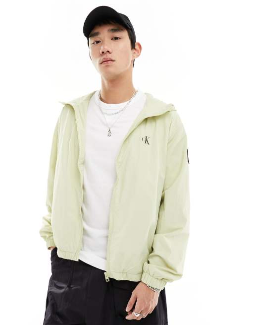 Green and white windbreaker sale