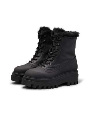 Calvin Klein Jeans - Winterstiefel aus Leder in Triple-Schwarz mit Plateausohle