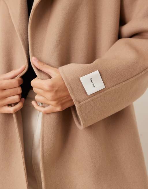 Calvin Klein Jeans wool blend trench coat in beige ASOS