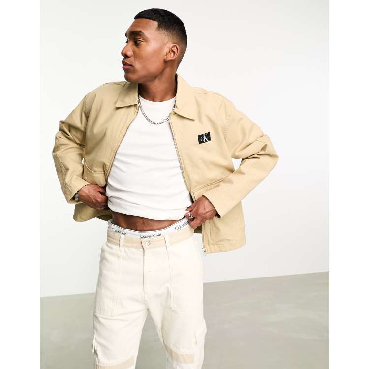 Calvin Klein Jeans workwear boxy cropped in jacket beige ASOS 