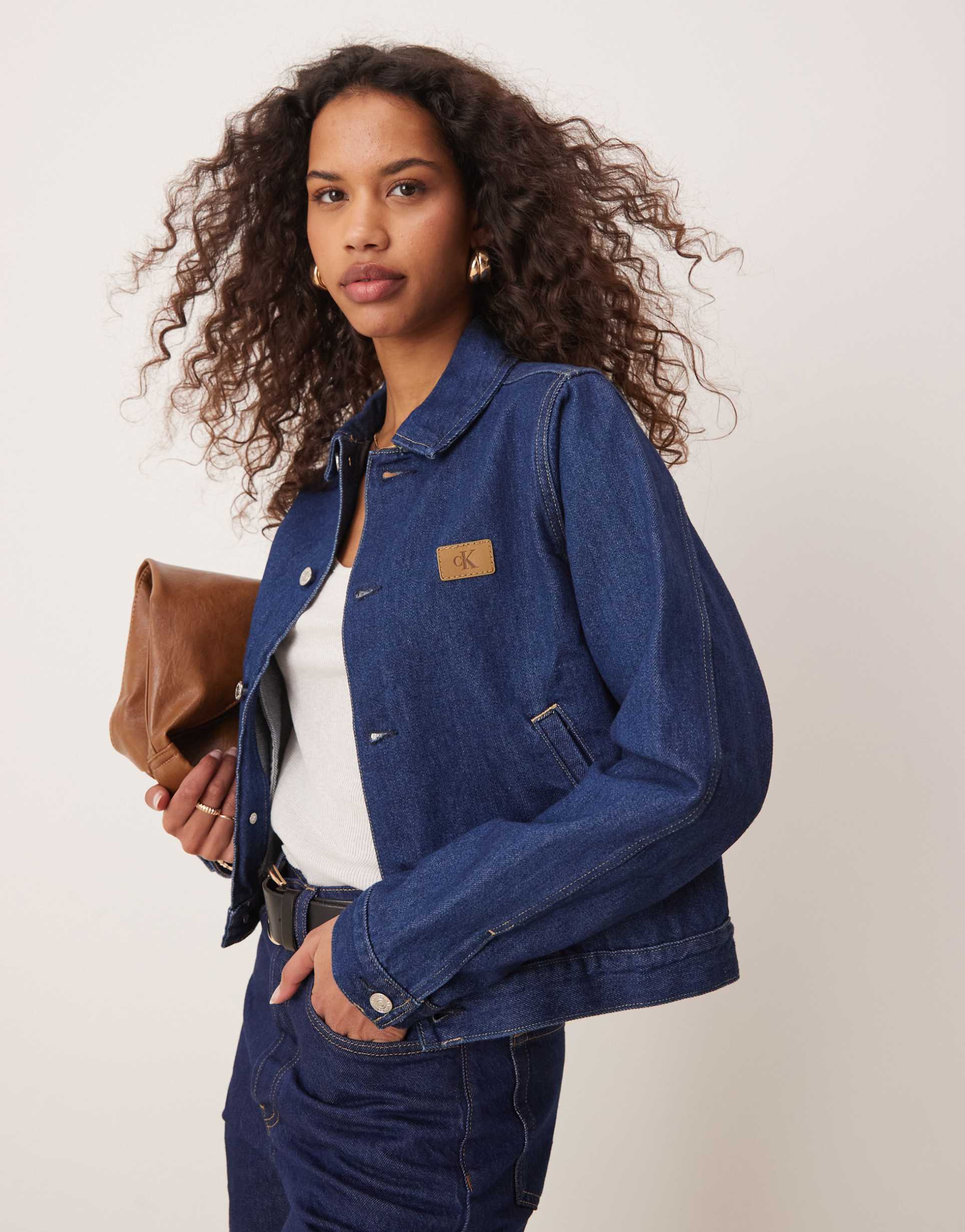 calvin klein jeans workwear denim jacket in dark rinse