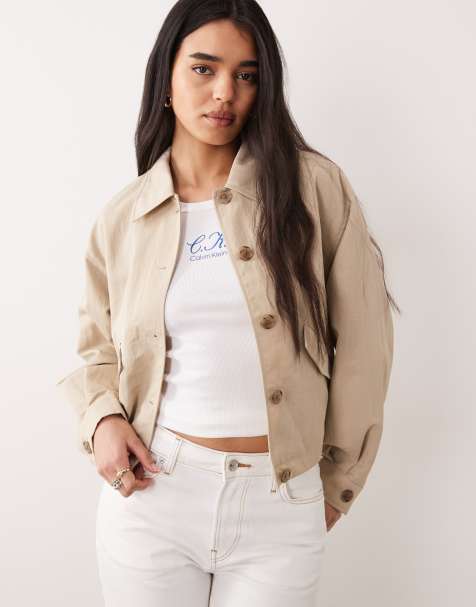 Calvin Klein Jeans woven day jacket in beige - view 1
