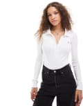 [Calvin Klein Jeans] Calvin Klein Jeans woven label bodysuit in white XL Bright White