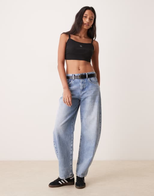 Calvin Klein Jeans woven label bralet in black, 3 of 4