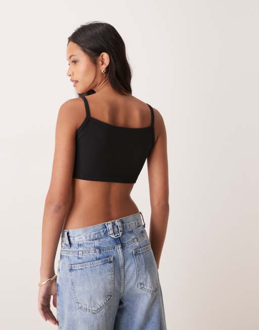 Calvin Klein Jeans Woven Label bralette in black, 4 of 4