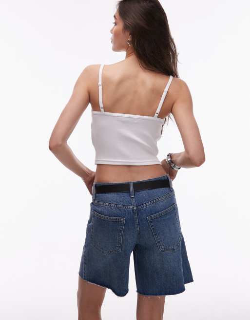 Calvin Klein Jeans woven label cami strappy top in white, 3 of 4