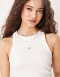 [Calvin Klein Jeans] Calvin Klein Jeans woven label rib tank top in white M Brilliant white