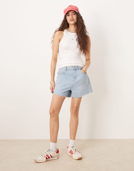 Calvin Klein Jeans woven label rib tank top in white, 4 of 4