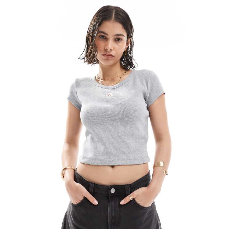 売れ筋商品|||カルバンクライン Tシャツ レディース トップス PLACED INSTITUTIONAL BABY TEE - Basic T-shirt - silver peony Calvin Klein Jeans PLACED INSTITUTIONAL BABY TEE - T-Shirt