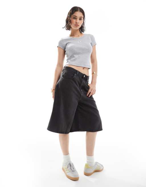 【 】 Women's Woven Label Rib Baby T-Shirt white T-shirt WOVEN LABEL RIB BABY TEE Calvin Klein, Long