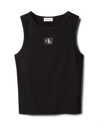 Calvin Klein Jeans Est.1978 Woven Label Tank Top In Black
