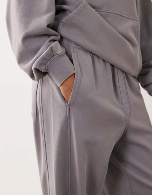 Calvin Klein Jeans Woven Label Terry trouser co-ord in lilac grey, 4 of 5