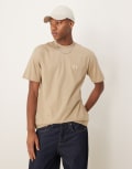 [Calvin Klein Jeans] Calvin Klein Jeans woven patch logo t-shirt in stone-Neutral 50 Tree house