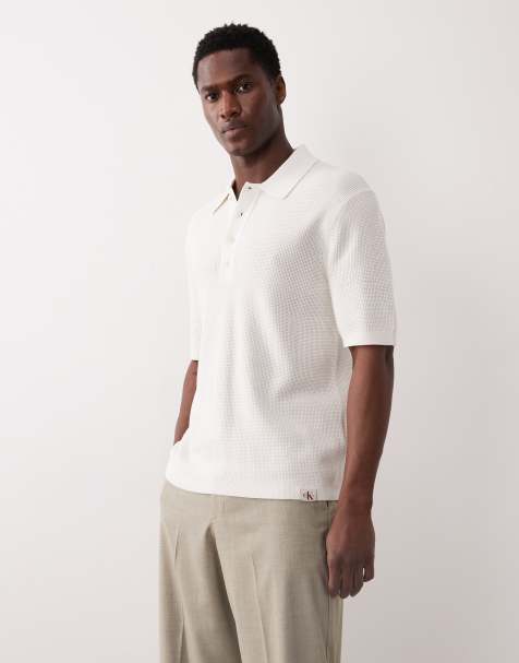 Calvin Klein Jeans woven polo shirt in white - view 1