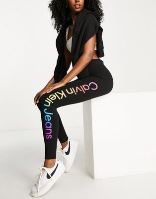 Calvin Klein Jeans x Pride ombre logo high waist full length legging in black