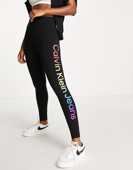 Calvin Klein Jeans x Pride ombre logo high waist full length legging in  black