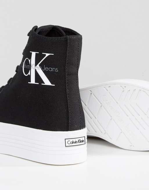 Calvin Klein Jeans Zabrina Black Canvas Hi Top Sneakers