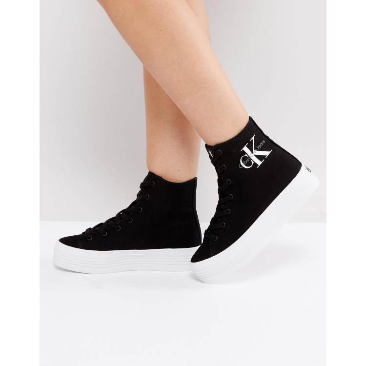 Calvin Klein Jeans Zabrina Black Canvas Hi Top Trainers ASOS