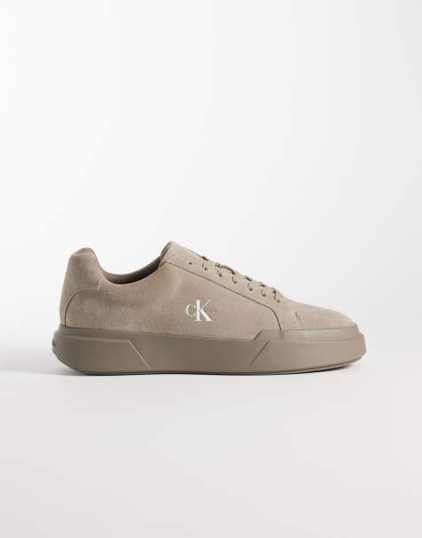 Calvin Klein Jeans – Zamszowe buty sportowe na grubej podeszwie cupsole w kolorze khaki - view 1