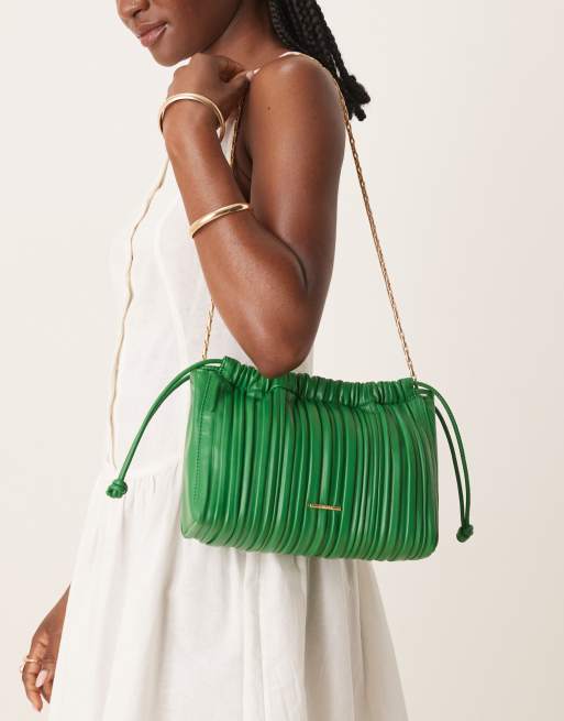 Calvin Klein Jeans – Zielono-złota plisowana torebka crossbody