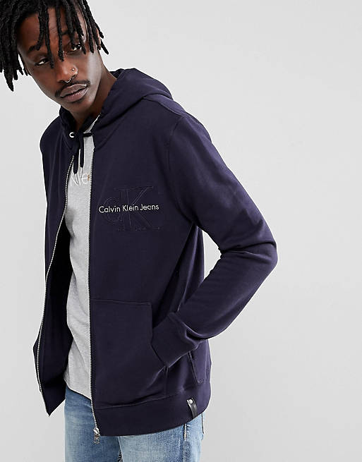 Calvin Klein Jeans Zip Hoodie With Chest Logo | ASOS