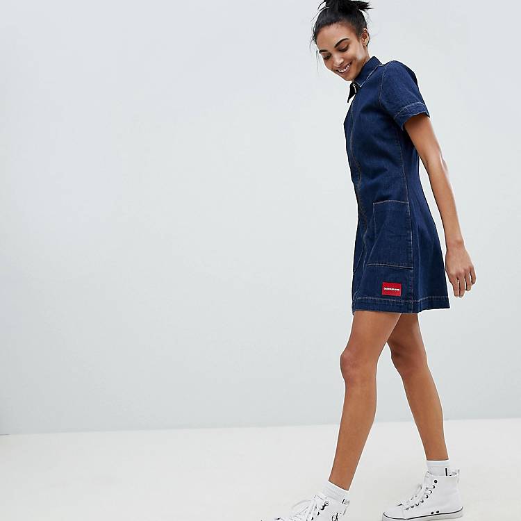 Calvin Klein Jeans Zip Through Denim Dress | ASOS