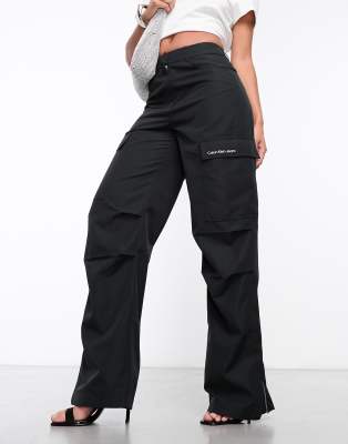 Calvin Klein Jeans zipped loose cargo trousers in black