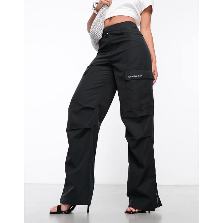 Calvin Klein Jeans zipped loose cargo trousers in black