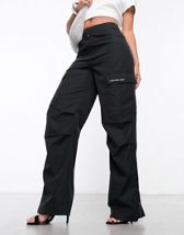 Basic Pleasure Mode low waist flared cargo pants with zip detail in khaki