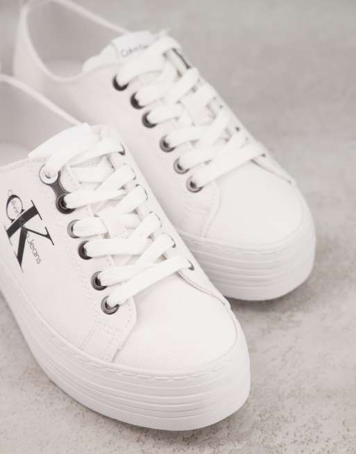 Calvin Klein Jeans Zolah flatform sneakers in white