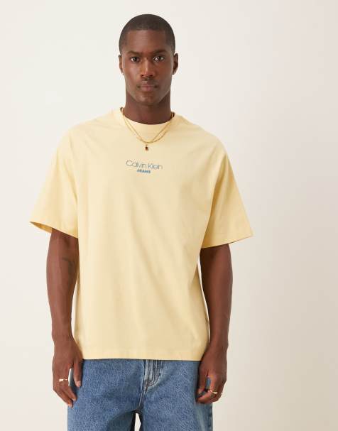 Calvin Klein Jeans relaxed fit logo t-shirt in yellow