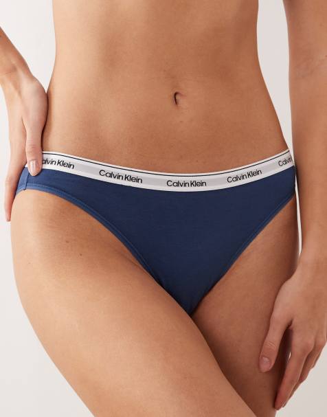 Calvin Klein – Jeansblå trosor i bikinistil med klassisk logga - view 1