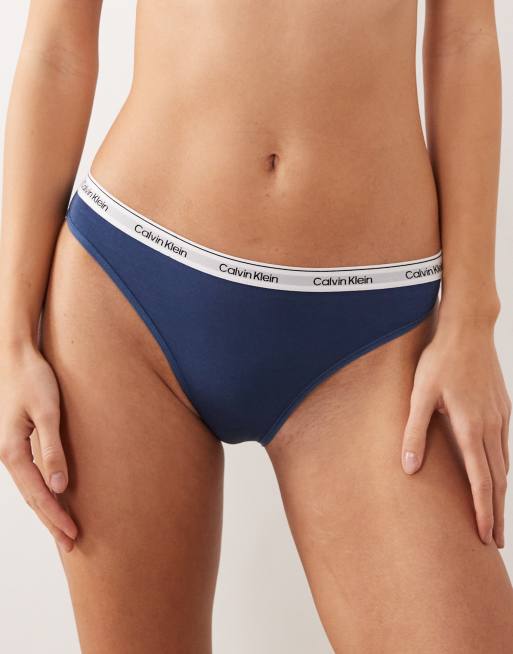 Calvin Klein – Jeansblå trosor i bikinistil med klassisk logga, 4 av 4