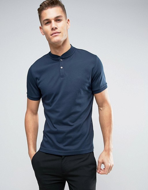 Calvin Klein Jersey Collarless Polo Shirt | ASOS