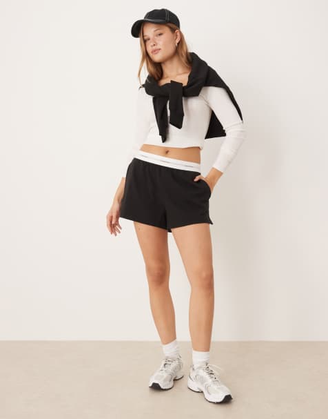 Calvin Klein jersey shorts with waistband in black - view 1