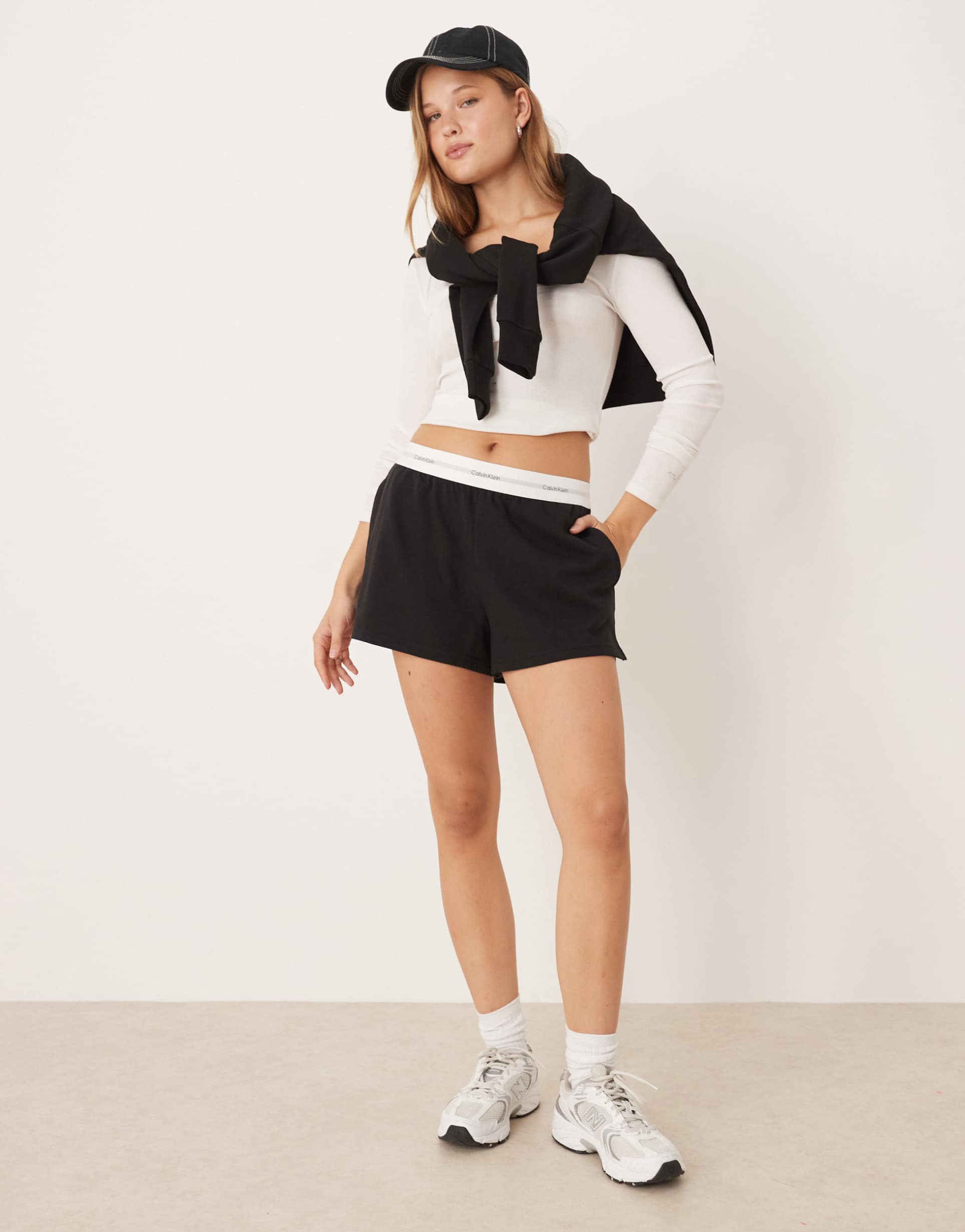 calvin klein jersey shorts with waistband in black