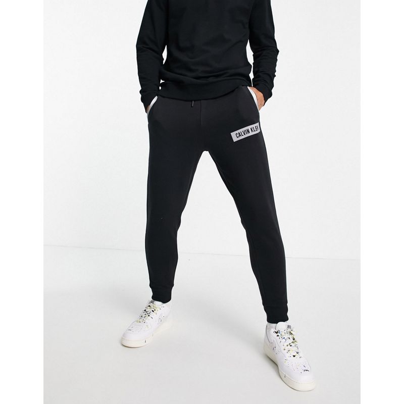 Designer JFkMa Calvin Klein - Joggers con polsino nero CK con riquadro riflettente con logo