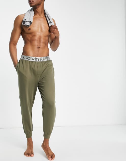 Calvin Klein Joggers da casa kaki con elastico in vita a