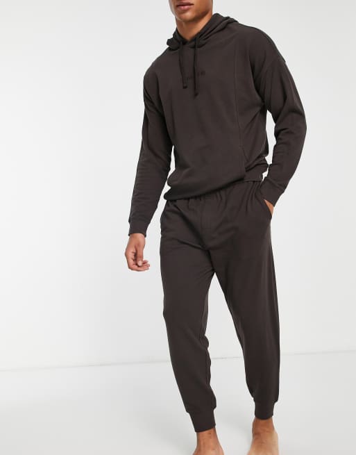 Calvin Klein - Joggers da casa marroni con elastico in coordinato 