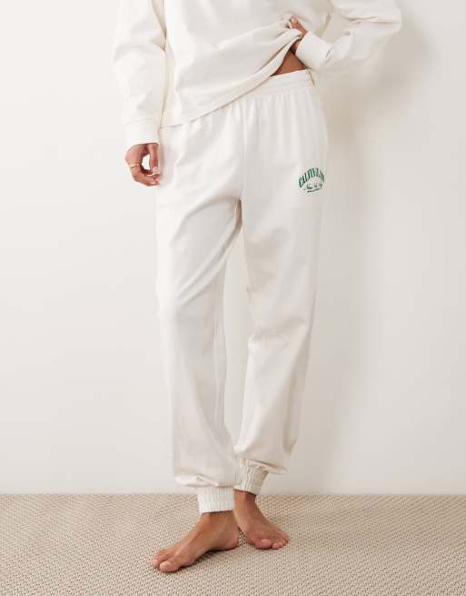 Calvin Klein - Joggingbroek van jersey met logo in crème, deel van co-ord set, 2 van 5