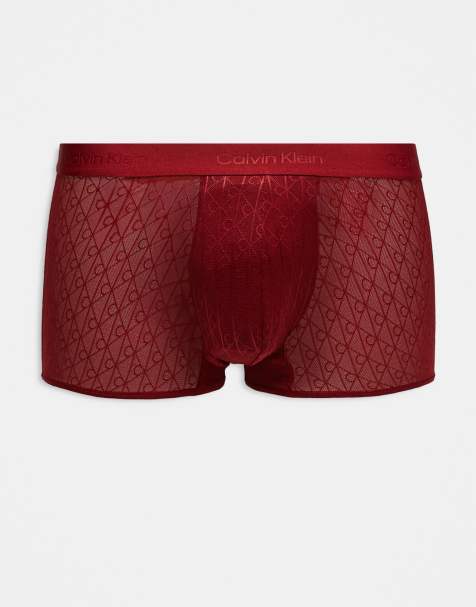 Calvin Klein - Kanten boxershort met lage taille in bordeauxrood - view 1
