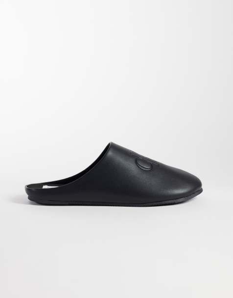 Calvin Klein kapcie mule z wyrazistym logo w czerni - view 1