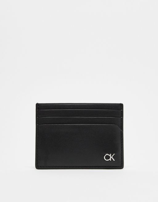 Calvin Klein – Kartenetui in Schwarz mit CK-Logo aus Metall