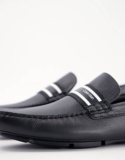 Calvin Klein kashton driving shoes in black leather | ASOS
