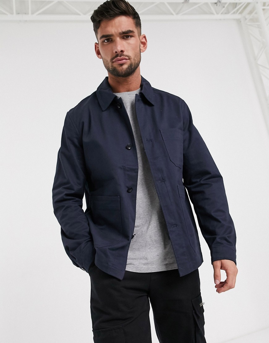 Calvin Klein - Katoenen jack in werkkleding-stijl-Marineblauw