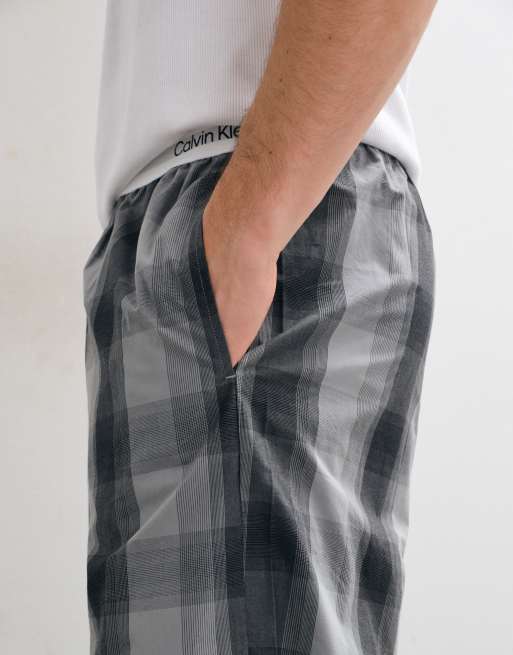 Calvin Klein katoenen pyjamabroek in zwart en grijs geruit, 4 van 5